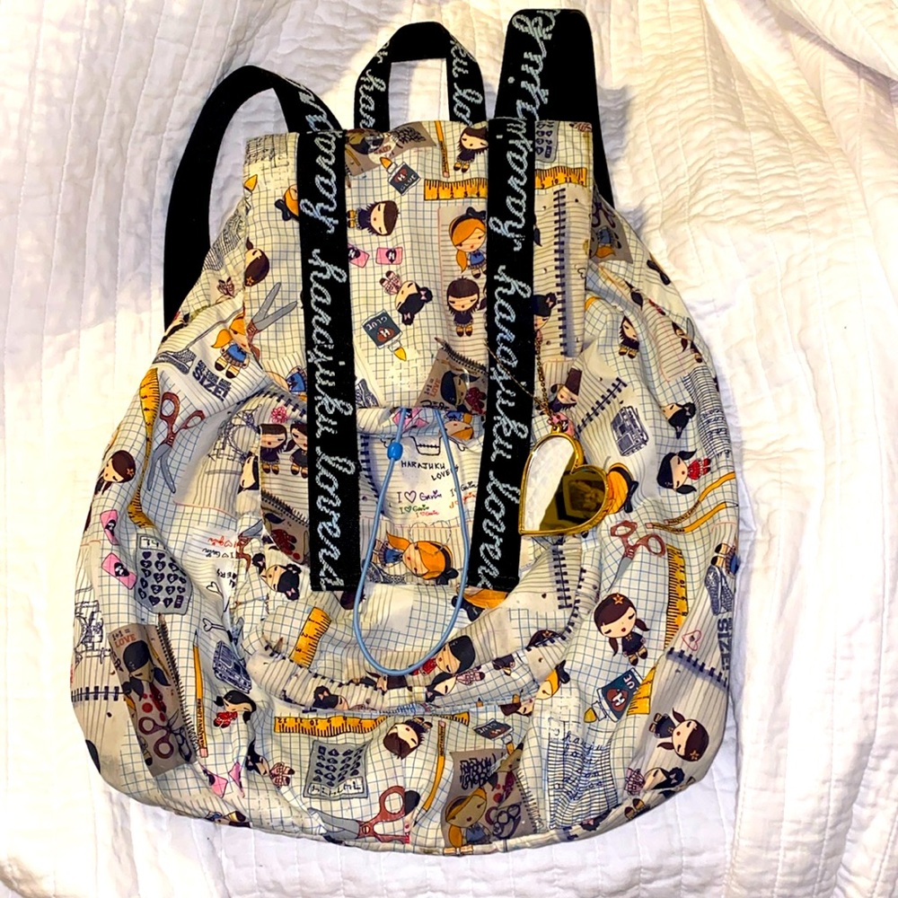Harajuku Lovers School themed Drawstring Backpack